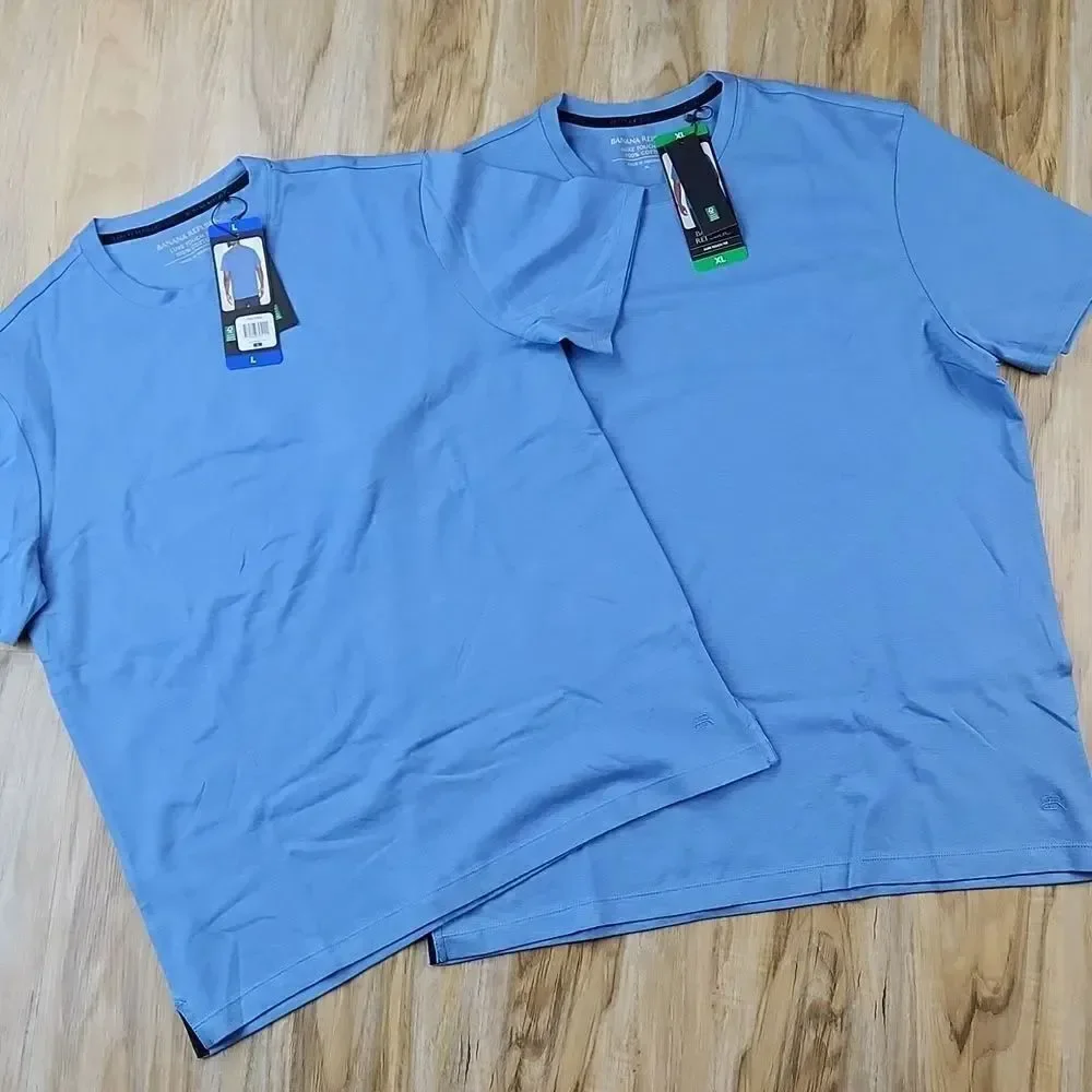 🔸️NWT Banana Republic Blue Men’s Luxe Touch Short Sleeve Shirt Large